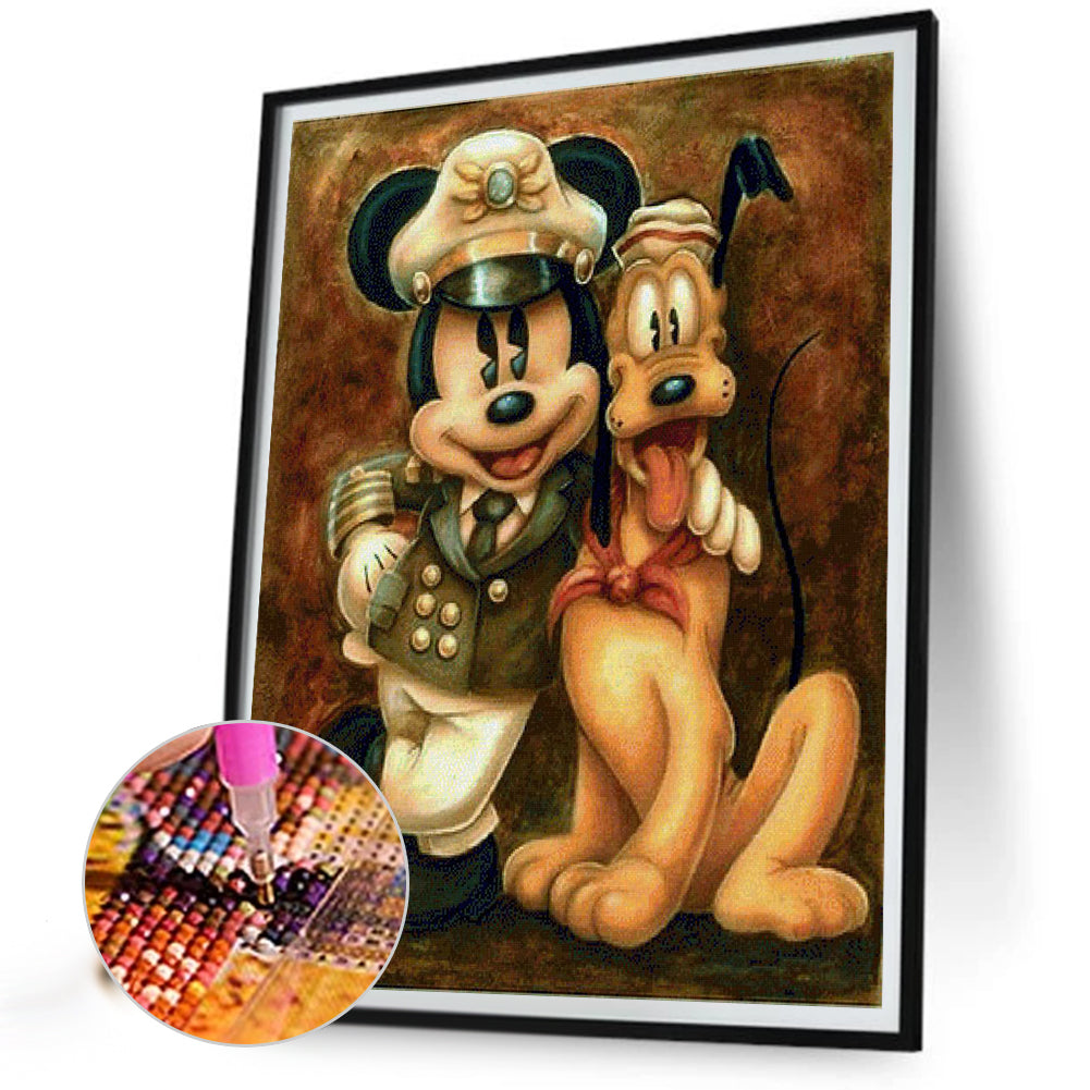 Mickey Mouse And Pluto - Full Round Drill Diamond Painting 30*40CM