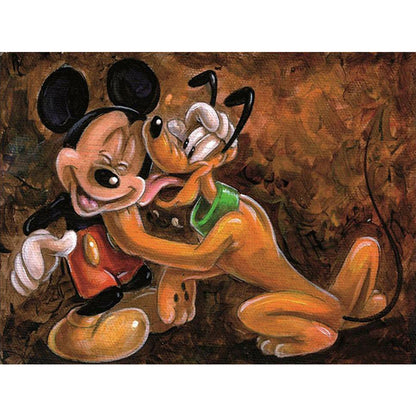 Mickey Mouse And Pluto - Full Round Drill Diamond Painting 40*30CM