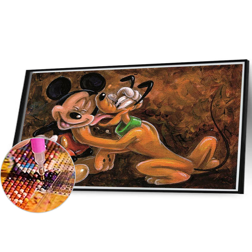 Mickey Mouse And Pluto - Full Round Drill Diamond Painting 40*30CM