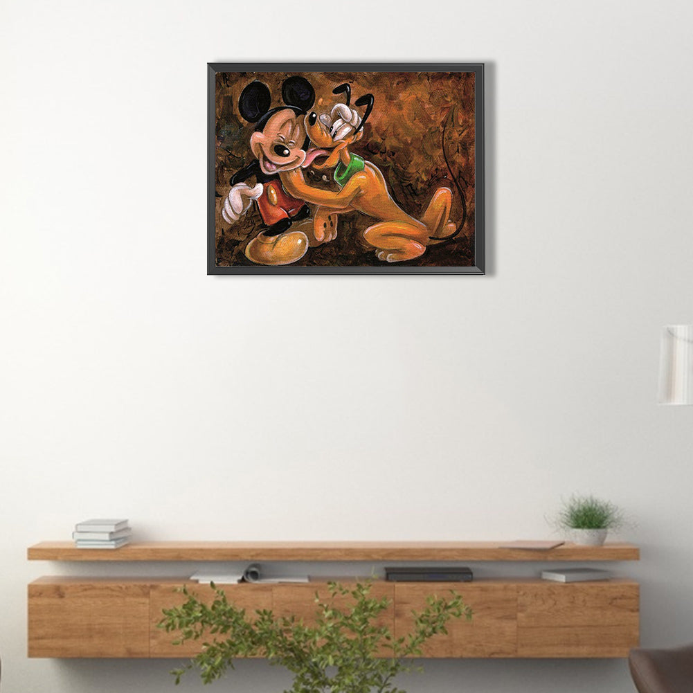 Mickey Mouse And Pluto - Full Round Drill Diamond Painting 40*30CM