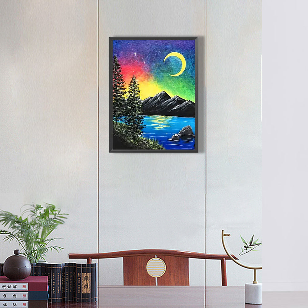 Colorful Moon Scene - Full Round Drill Diamond Painting 30*40CM
