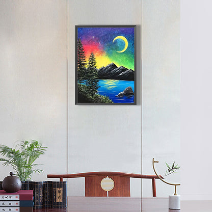 Colorful Moon Scene - Full Round Drill Diamond Painting 30*40CM
