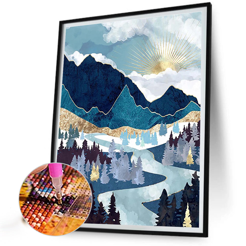 Forest Mountain View - Full Round Drill Diamond Painting 30*40CM