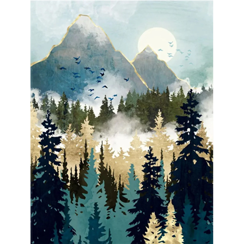 Forest Landscape - Full Round Drill Diamond Painting 30*40CM