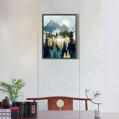 Forest Landscape - Full Round Drill Diamond Painting 30*40CM