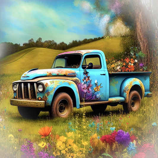Old Truck On The Farm - Full Round Drill Diamond Painting 30*30CM