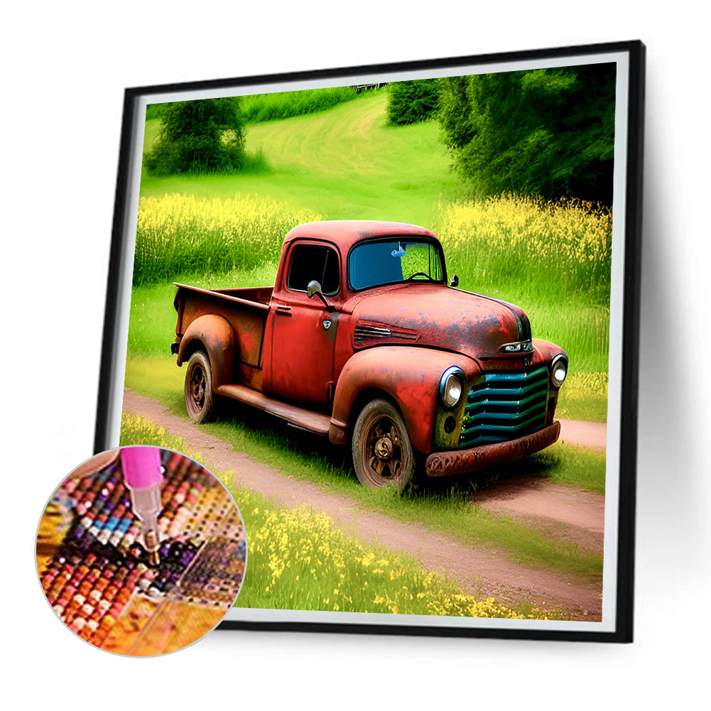 Old Truck On The Farm - Full Round Drill Diamond Painting 30*30CM