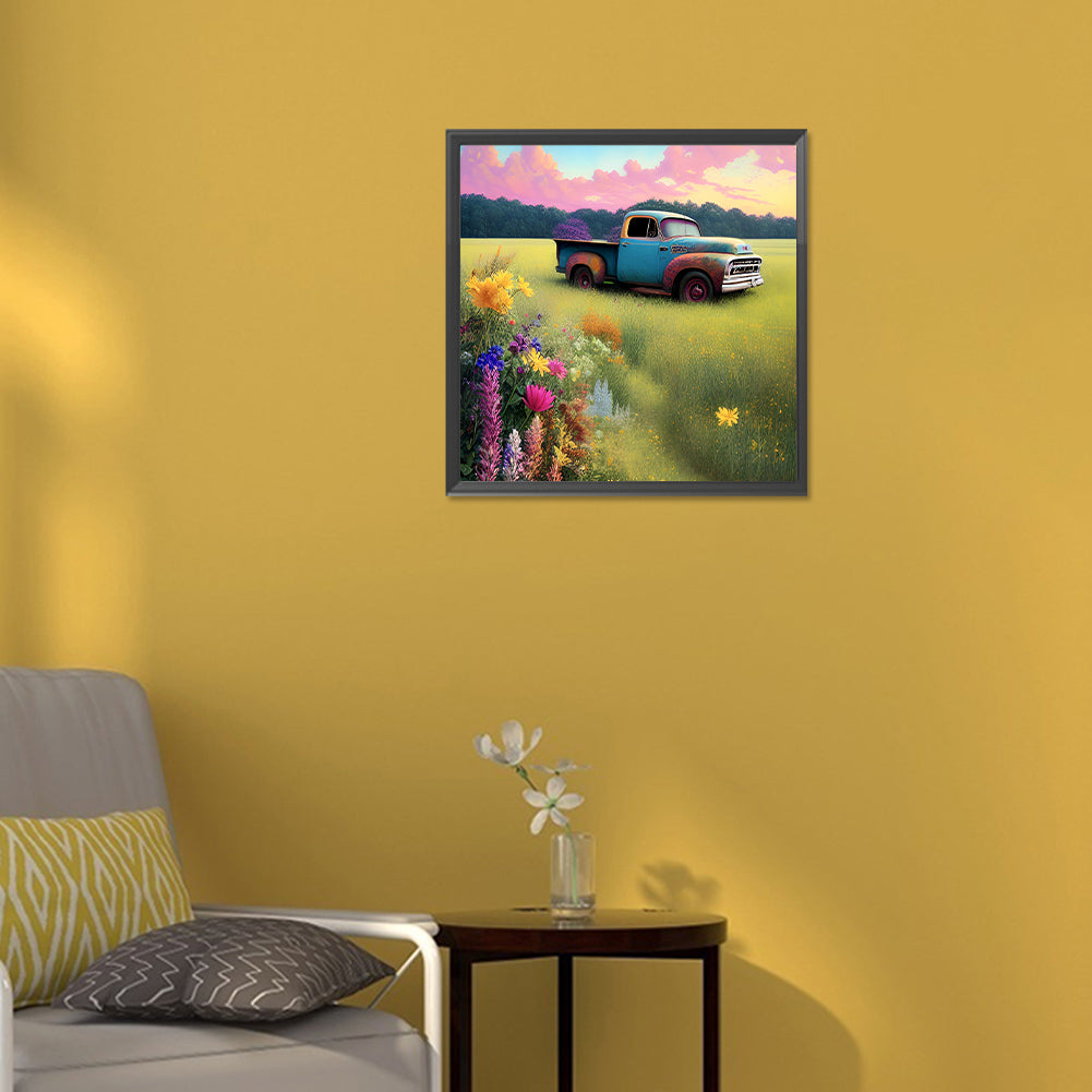 Old Truck On The Farm - Full Round Drill Diamond Painting 30*30CM