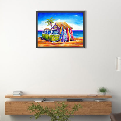 Beach Minibus - Full Round Drill Diamond Painting 40*30CM