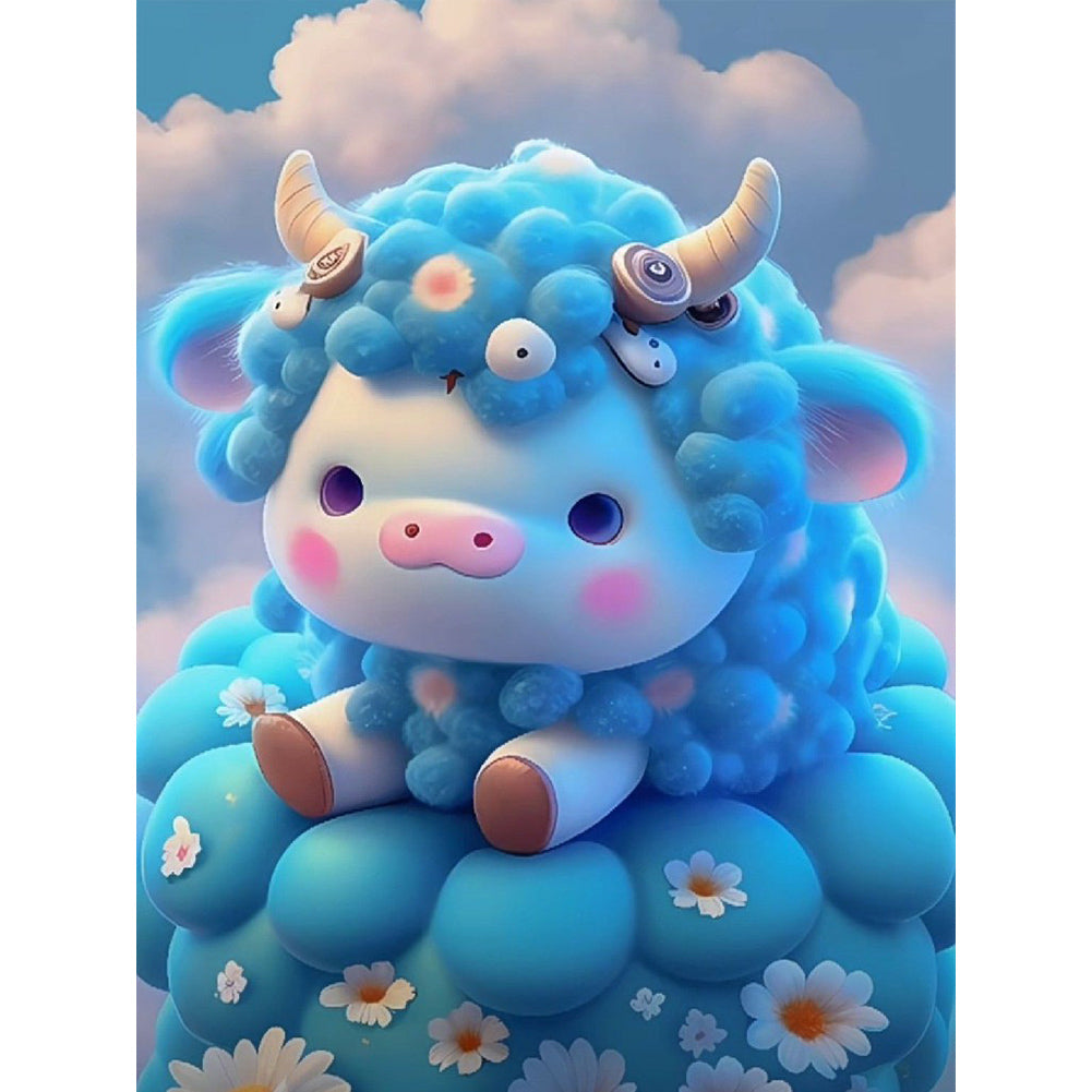 Blue Bull - Full Round Drill Diamond Painting 30*40CM