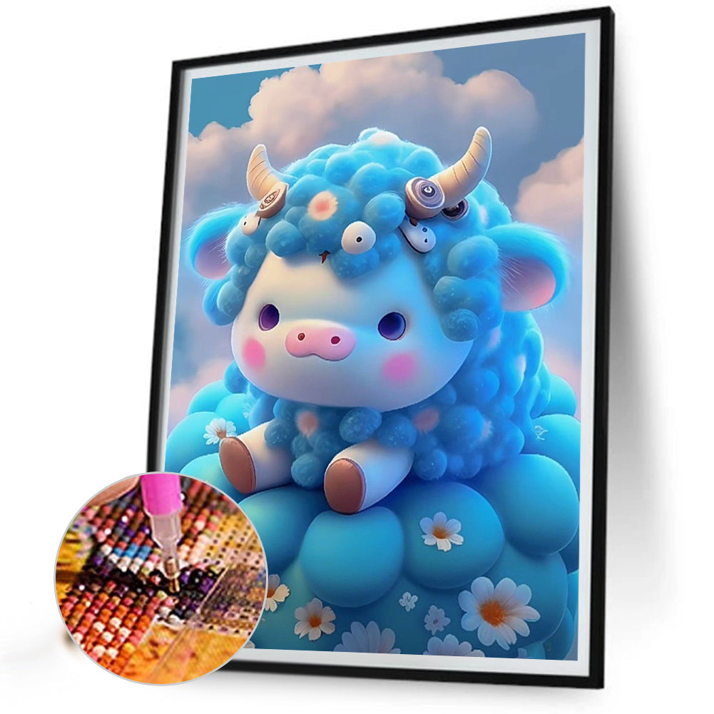 Blue Bull - Full Round Drill Diamond Painting 30*40CM