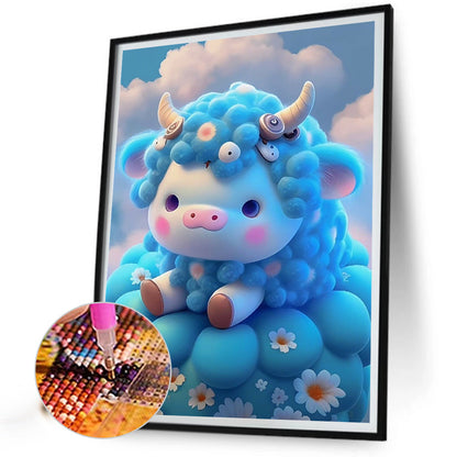 Blue Bull - Full Round Drill Diamond Painting 30*40CM