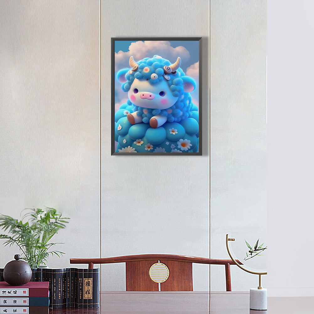 Blue Bull - Full Round Drill Diamond Painting 30*40CM