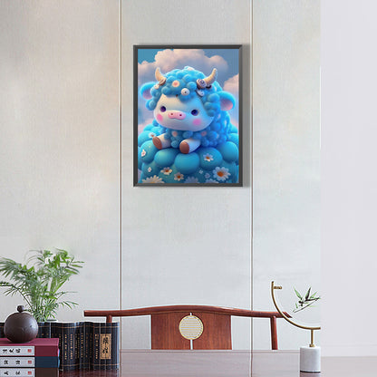 Blue Bull - Full Round Drill Diamond Painting 30*40CM