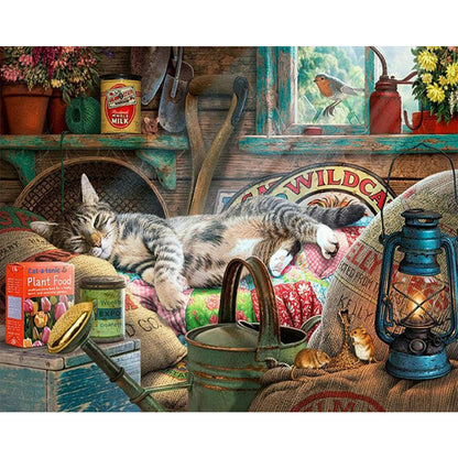 Sleeping Cat - Full Round Drill Diamond Painting 50*40CM