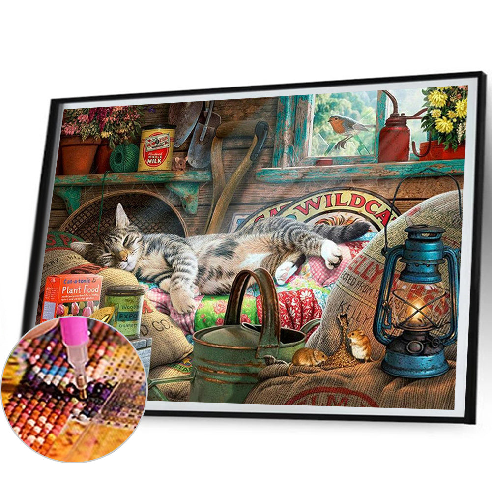 Sleeping Cat - Full Round Drill Diamond Painting 50*40CM