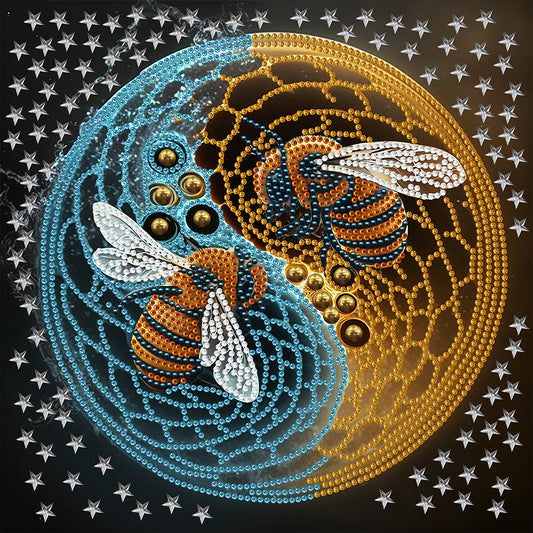 Tai Chi Yin Yang Bee - Special Shaped Drill Diamond Painting 30*30CM