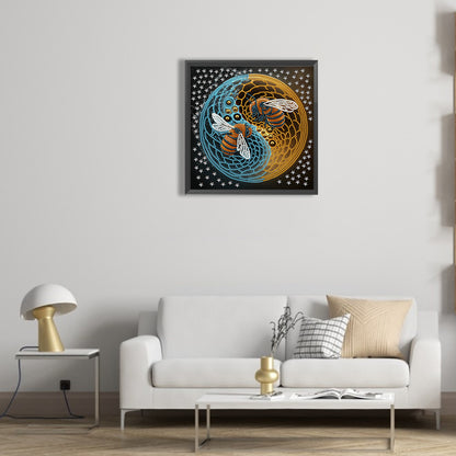Tai Chi Yin Yang Bee - Special Shaped Drill Diamond Painting 30*30CM