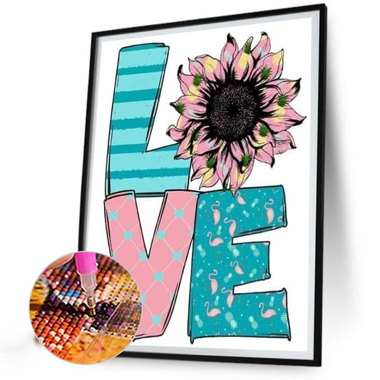 Love Calligraphy And Painting - Full Round Drill Diamond Painting 30*40CM