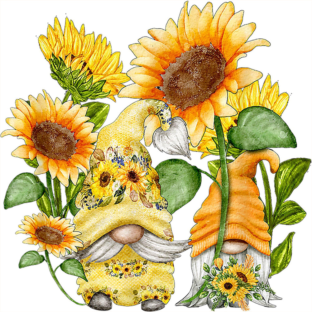 Flower And Dwarf - Full Round Drill Diamond Painting 30*30CM