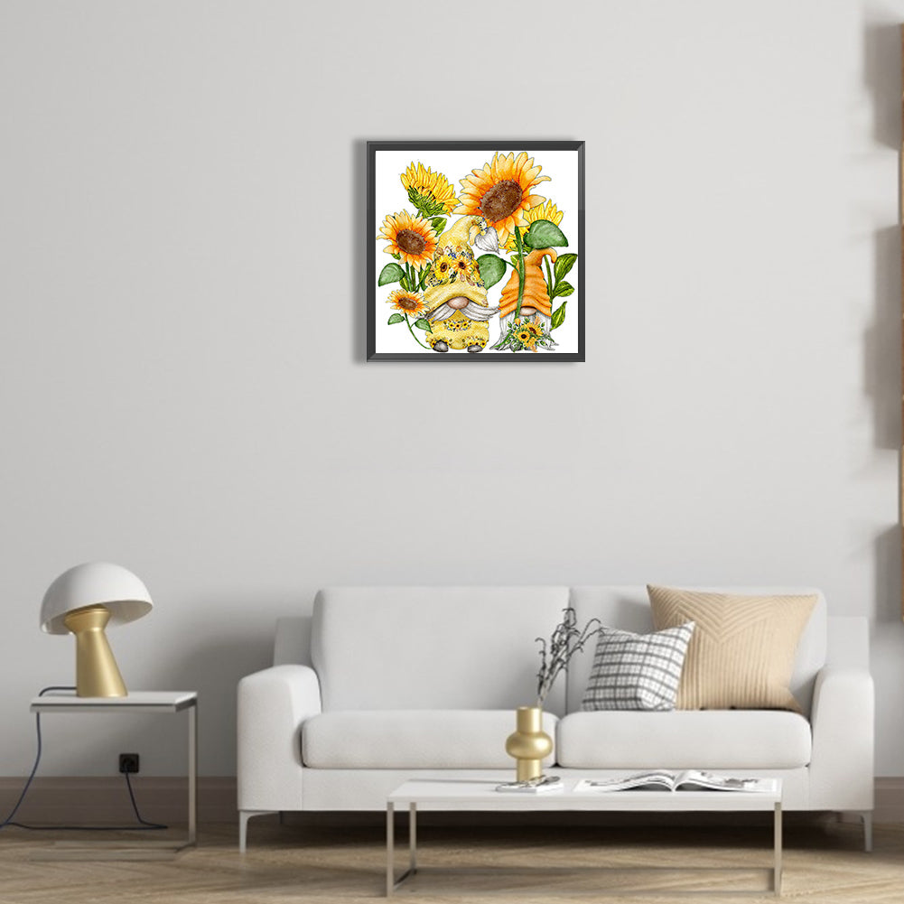 Flower And Dwarf - Full Round Drill Diamond Painting 30*30CM