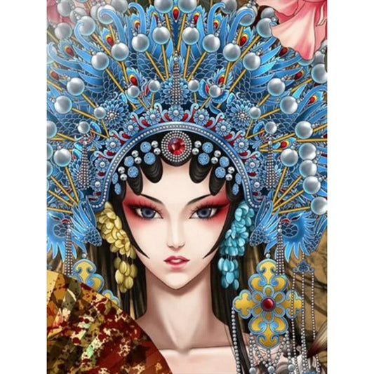 Peking Opera Makeup Girl - Full Round Drill Diamond Painting 40*50CM