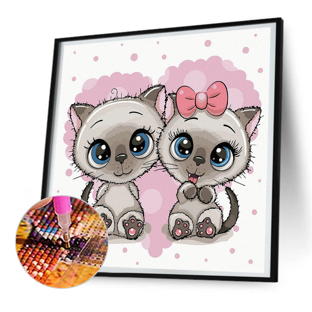 Two Kittens - Full Round Drill Diamond Painting 30*30CM