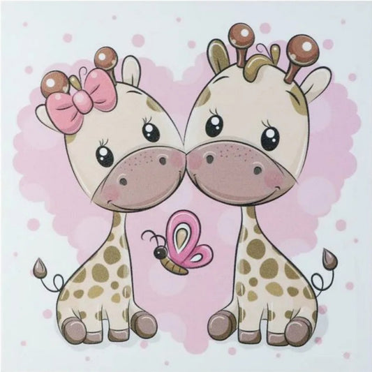 Two Baby Giraffes - Full Round Drill Diamond Painting 30*30CM