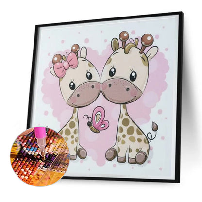 Two Baby Giraffes - Full Round Drill Diamond Painting 30*30CM