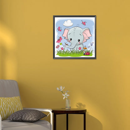 Elephant Sitting On Grass - Full Round Drill Diamond Painting 30*30CM