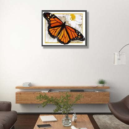 Orange Black Butterfly - Full Round Drill Diamond Painting 50*40CM