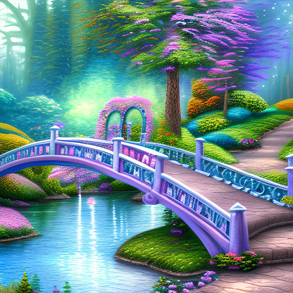 Park Arch Bridge - Full Round Drill Diamond Painting 30*30CM