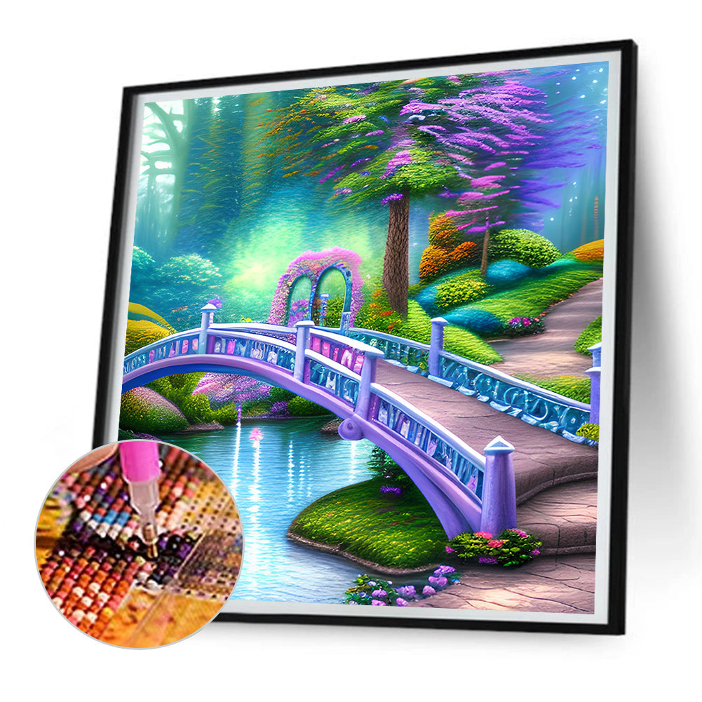 Park Arch Bridge - Full Round Drill Diamond Painting 30*30CM