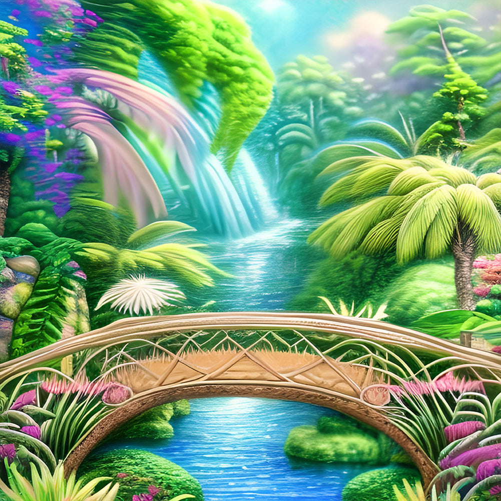 Park Arch Bridge - Full Round Drill Diamond Painting 30*30CM
