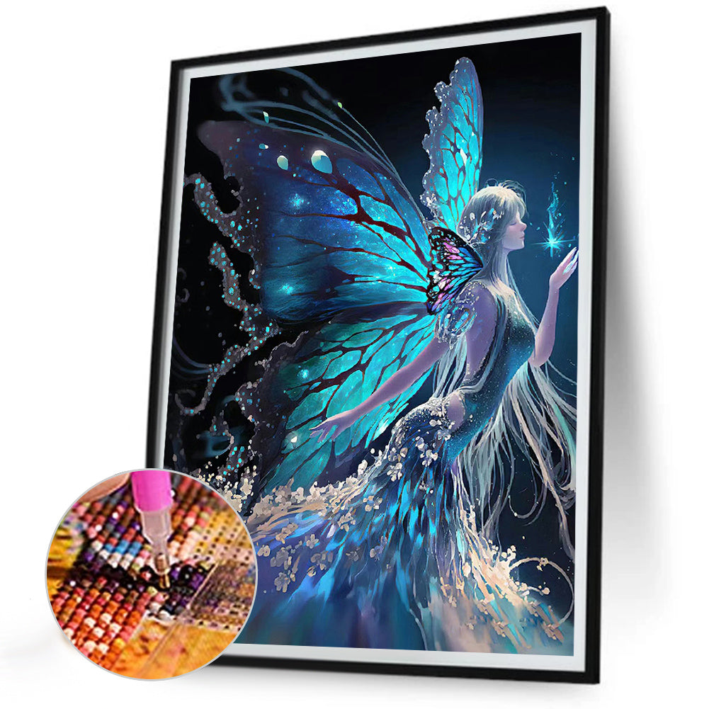 Girl With Butterfly Wings - Full Round Drill Diamond Painting 30*40CM