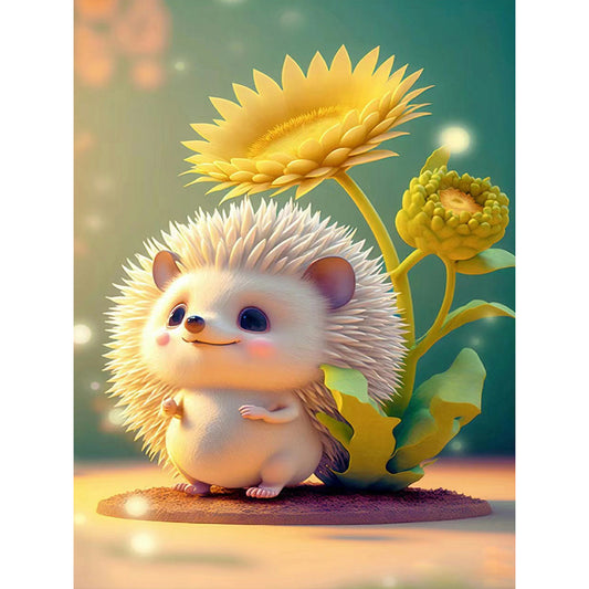 Little Hedgehog And Sunflower - Full Round Drill Diamond Painting 30*40CM