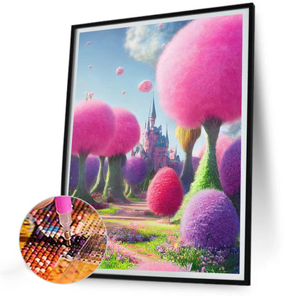 Castle In Flower Tree - Full Round Drill Diamond Painting 30*40CM