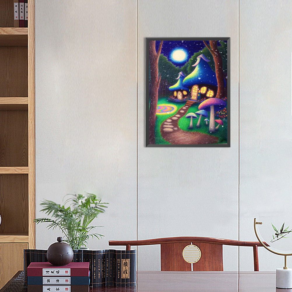 House Under Moonlight - Full Round Drill Diamond Painting 30*40CM