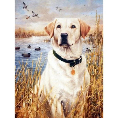 Lakeside Puppy - Full Round Drill Diamond Painting 30*40CM