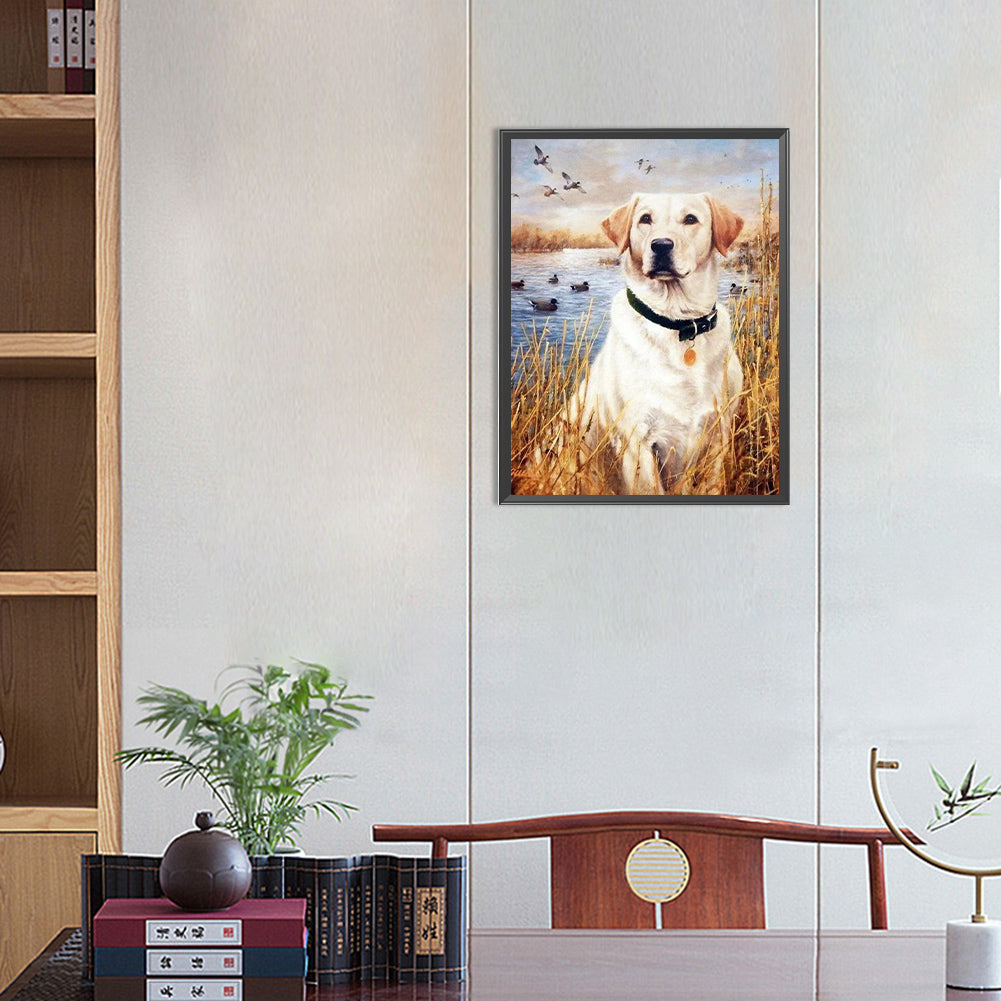 Lakeside Puppy - Full Round Drill Diamond Painting 30*40CM