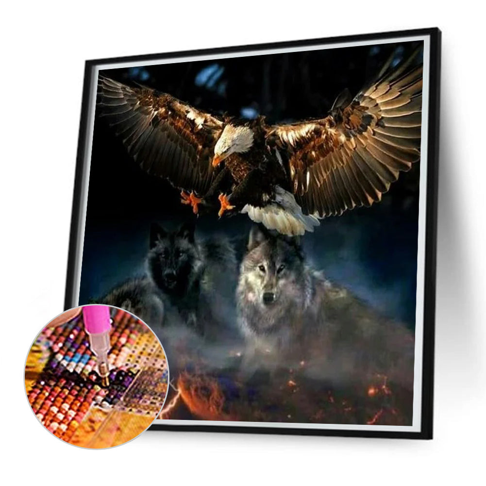 Night Eagle And Wolf - Full Round Drill Diamond Painting 60*60CM