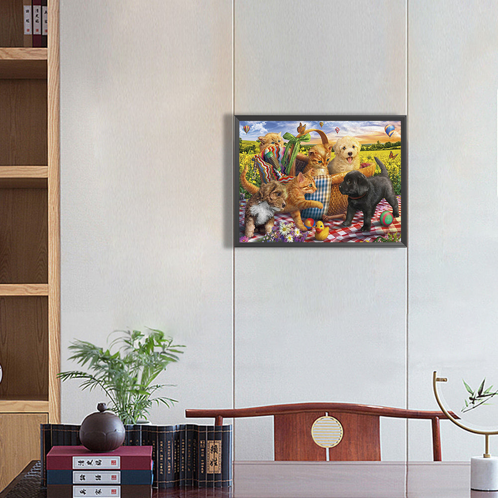 Pet Party - Full Round Drill Diamond Painting 40*30CM