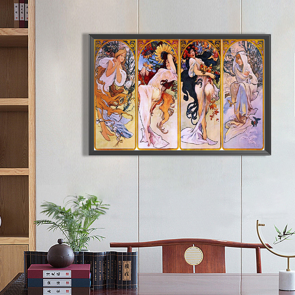 Art Illustration - Mucha - Full Round Drill Diamond Painting 70*50CM