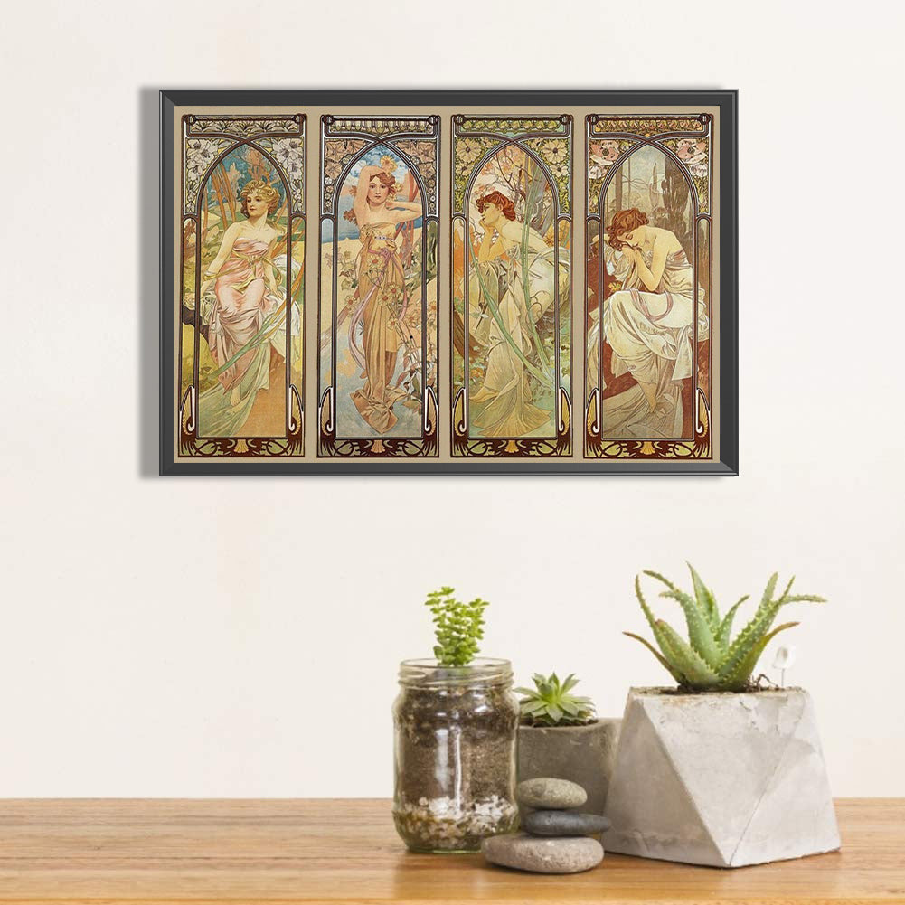 Art Illustration - Mucha - Full Round Drill Diamond Painting 70*50CM