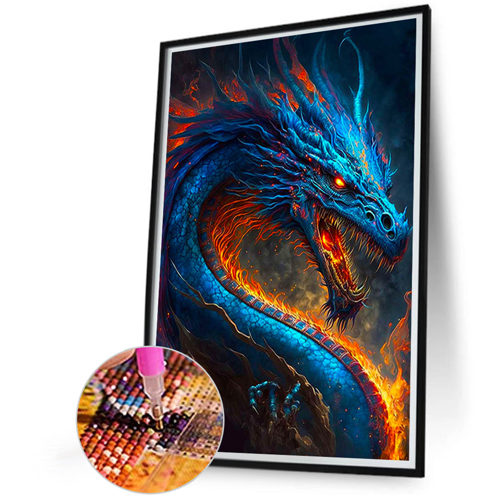 Western Blue Dragon - Full Square Drill Diamond Painting 45*60CM