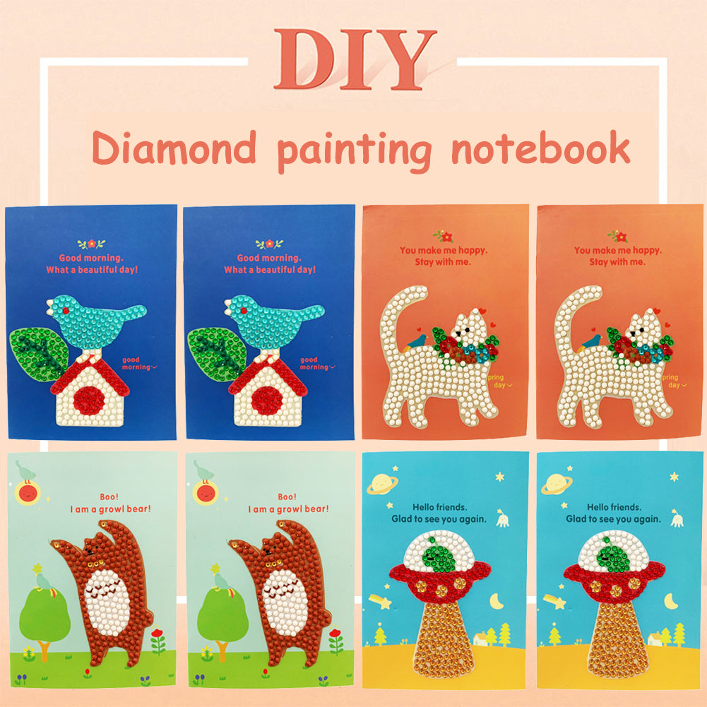 8pcs Diamond Art Crystal Sketchbook Paper DIY Creative Diamond Mosaic Diary Book