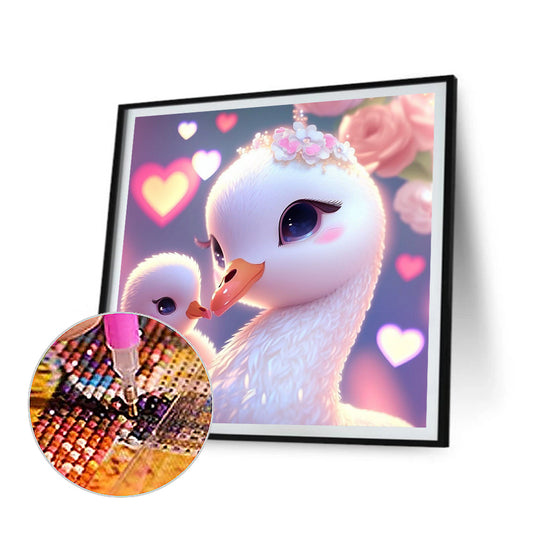Little Swan And Mother Swan - Full Round Drill Diamond Painting 30*30CM