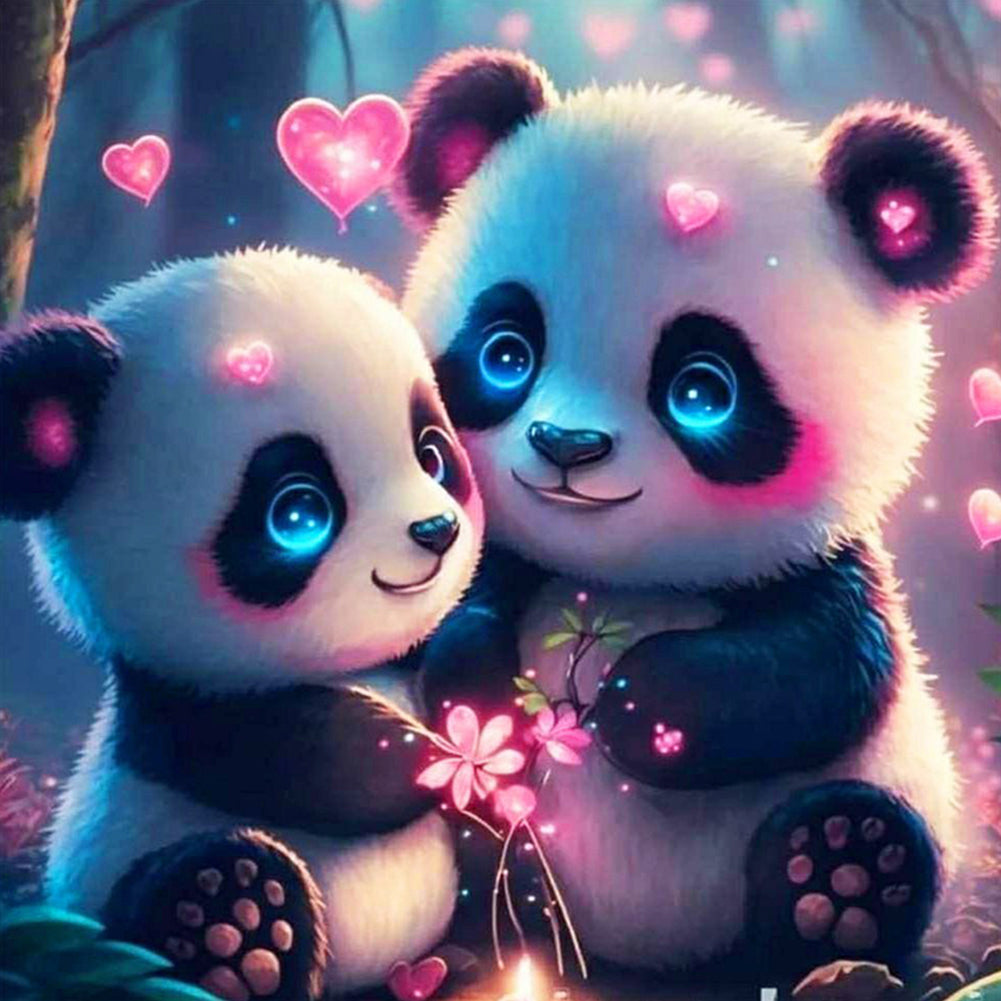 Little Panda And Panda Mother - Full Round Drill Diamond Painting 30*30CM