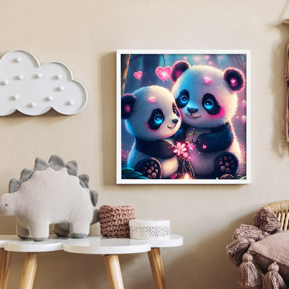 Little Panda And Panda Mother - Full Round Drill Diamond Painting 30*30CM