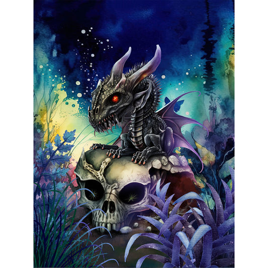 Black Dragon Skeleton - Full Round Drill Diamond Painting 30*40CM